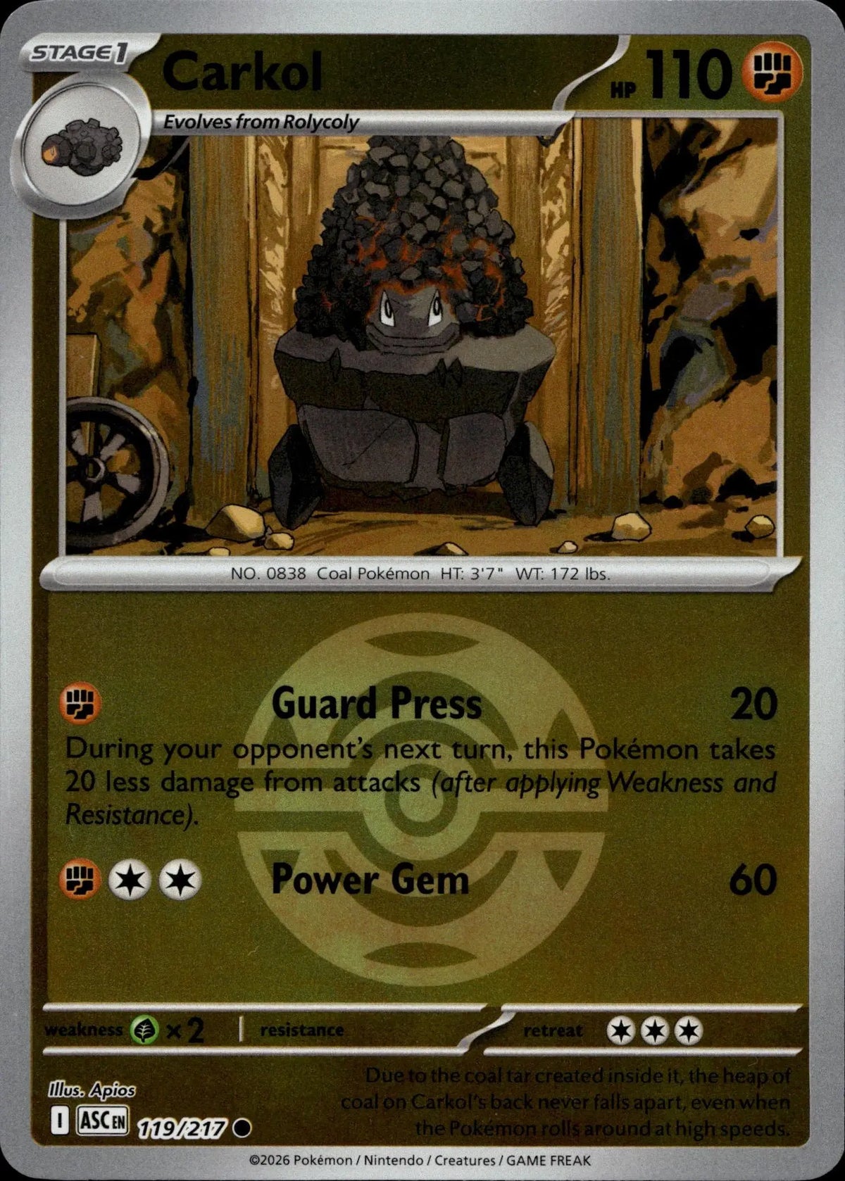 ME: Ascended Heroes #119/217 Carkol (Dusk Ball) CDP
