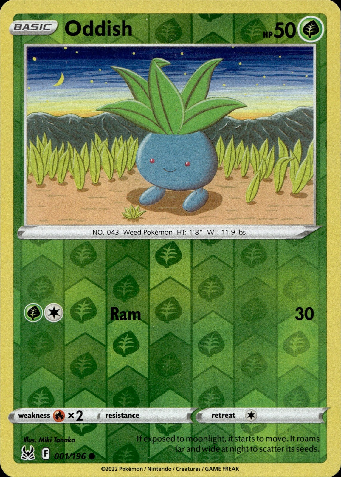 Oddish Reverse Holo Common SWSH11: Lost Origin 001/196 NM