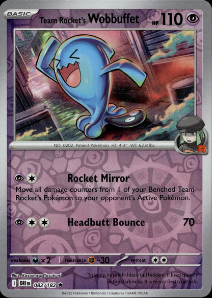 Team Rocket's Wobbuffet Holo Rare SV10: Destined Rivals 082/182 NM