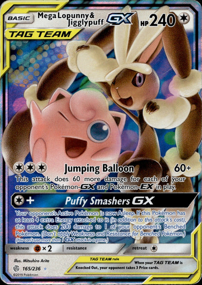 Mega Lopunny & Jigglypuff GX Holo Ultra Rare SM - Cosmic Eclipse 165/236 NM