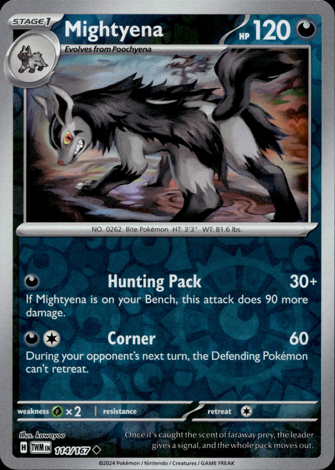 Mightyena Reverse Holo Uncommon SV06: Twilight Masquerade 114/167 NM