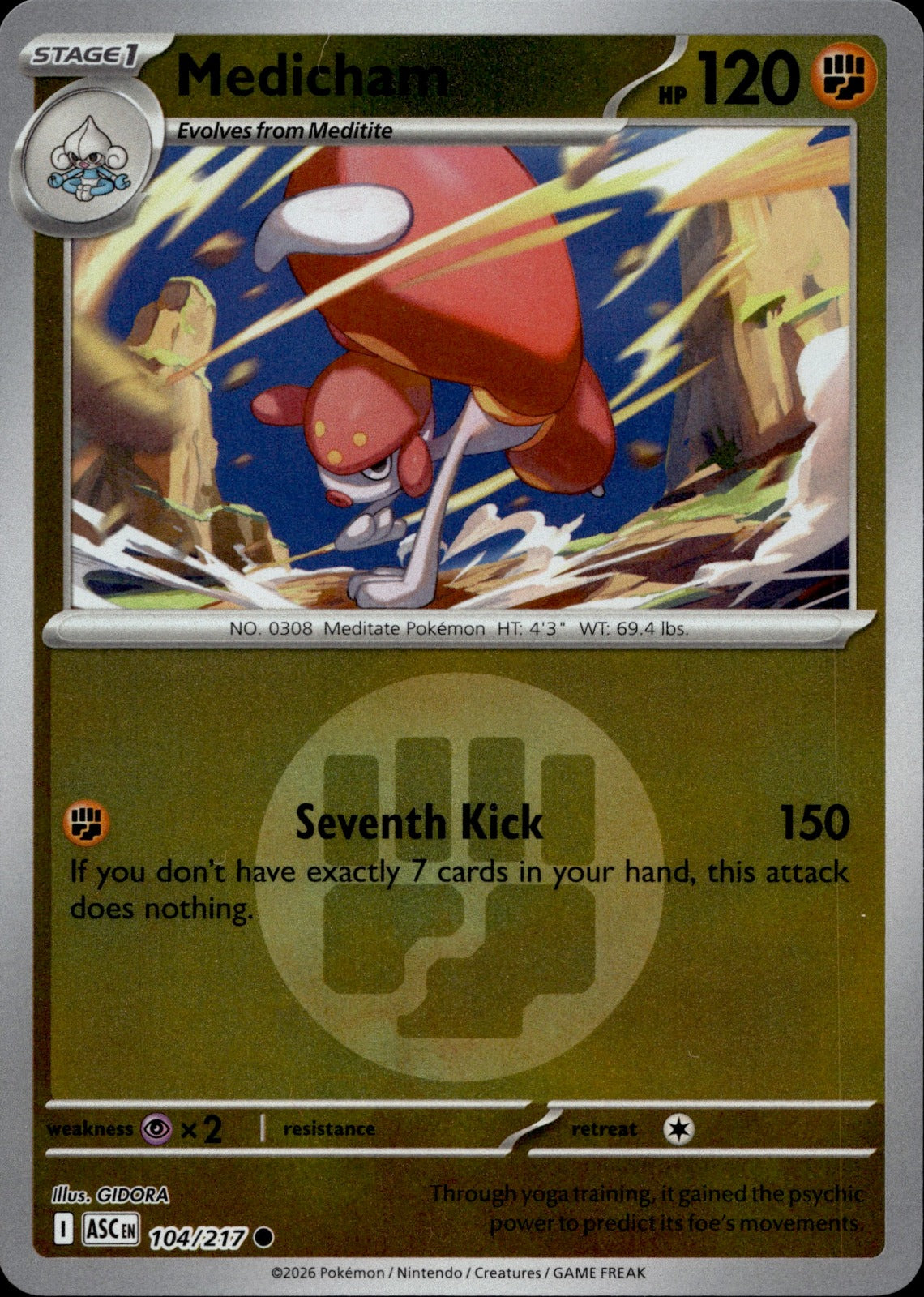 Medicham - (Energy Symbol Pattern) Reverse Holo Common ME: Ascended Heroes 104/217 NM