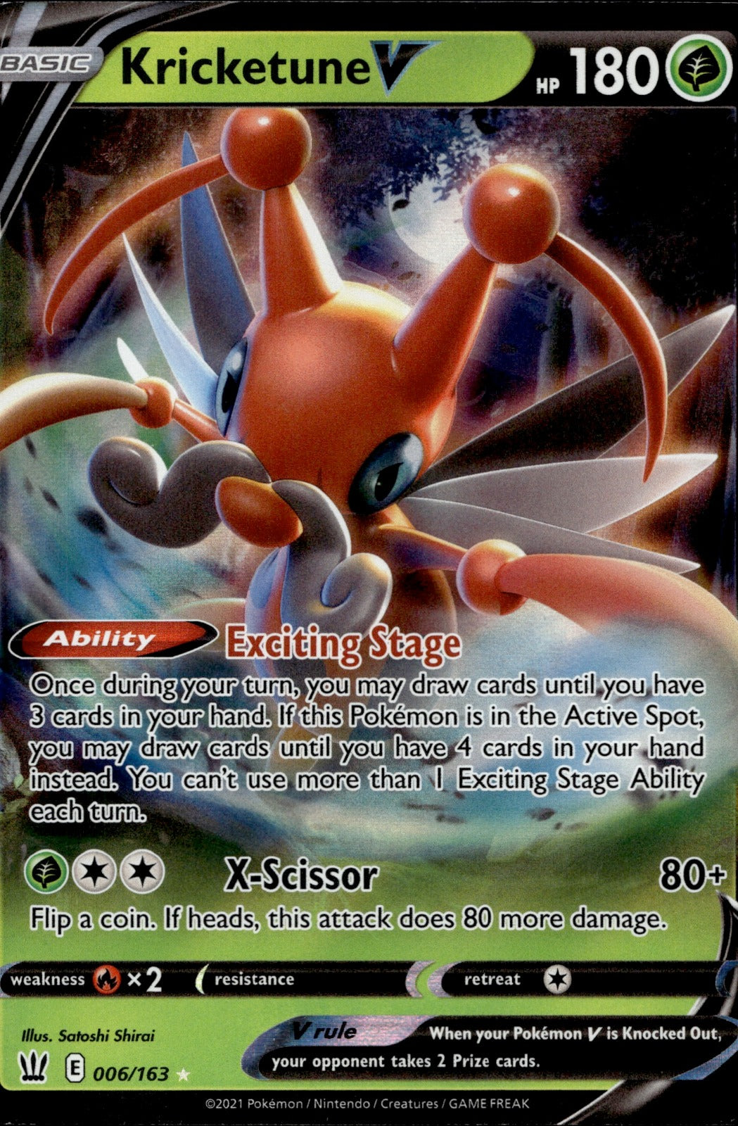 Kricketune V Holo Ultra Rare SWSH05: Battle Styles 006/163 NM