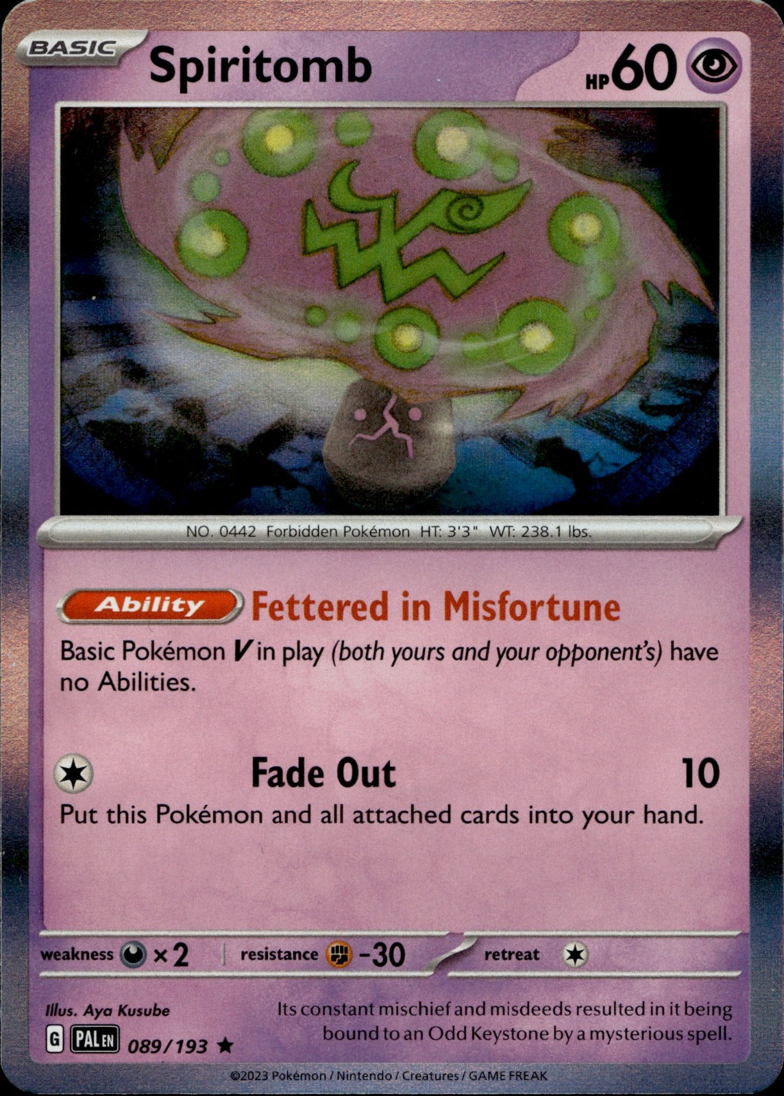 Spiritomb Holo Rare SV02: Paldea Evolved 089/193 NM