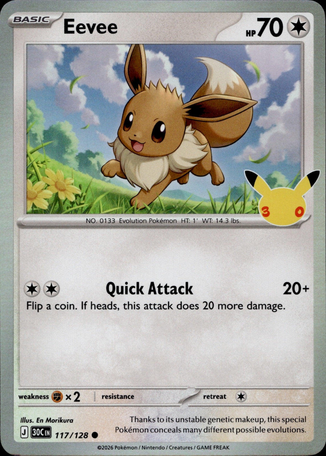 Eevee Common ME: 30th Celebration 117/128 NM