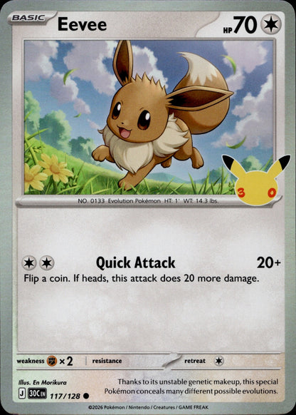 Eevee Common ME: 30th Celebration 117/128 NM
