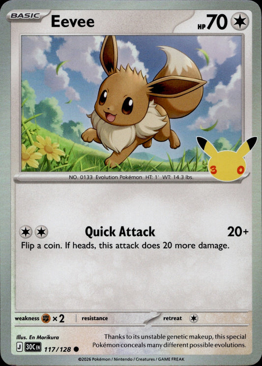 Eevee Common ME: 30th Celebration 117/128 NM