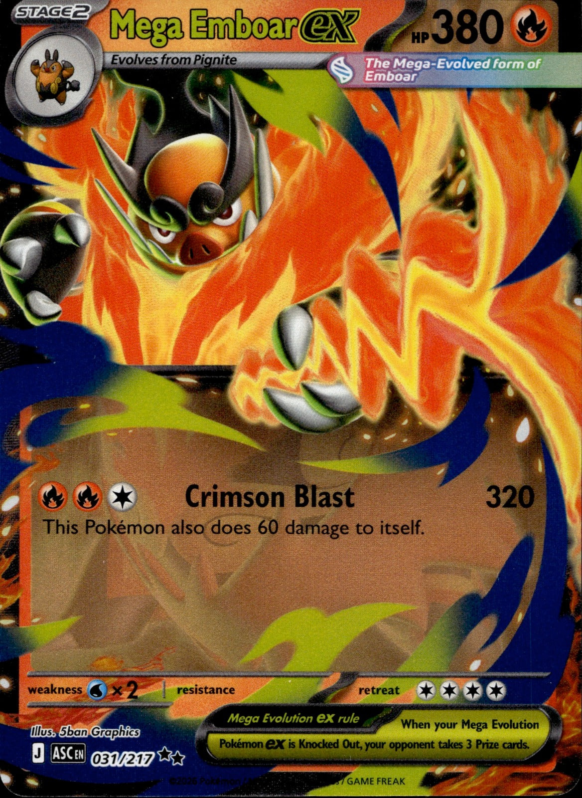 Mega Emboar ex - Holo Double Rare ME: Ascended Heroes 031/217 NM