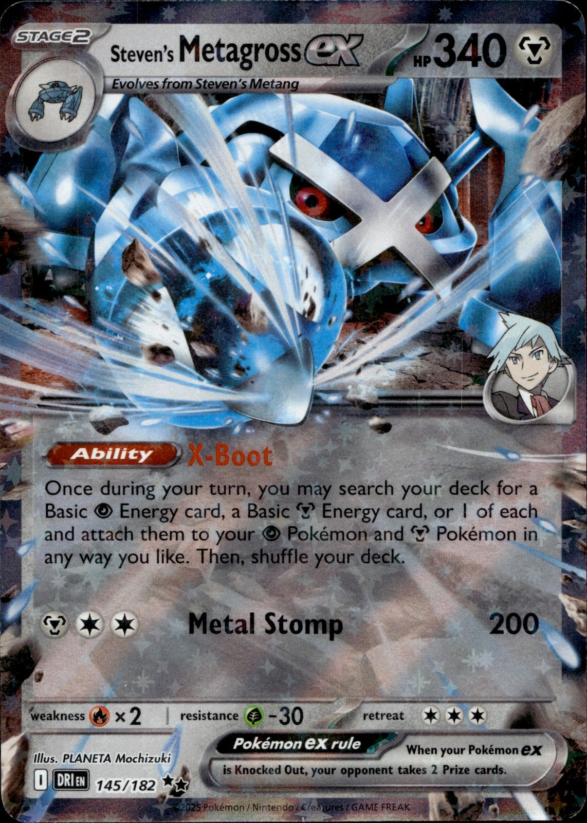 Steven's Metagross ex Holo Double Rare SV10: Destined Rivals 145/182 NM