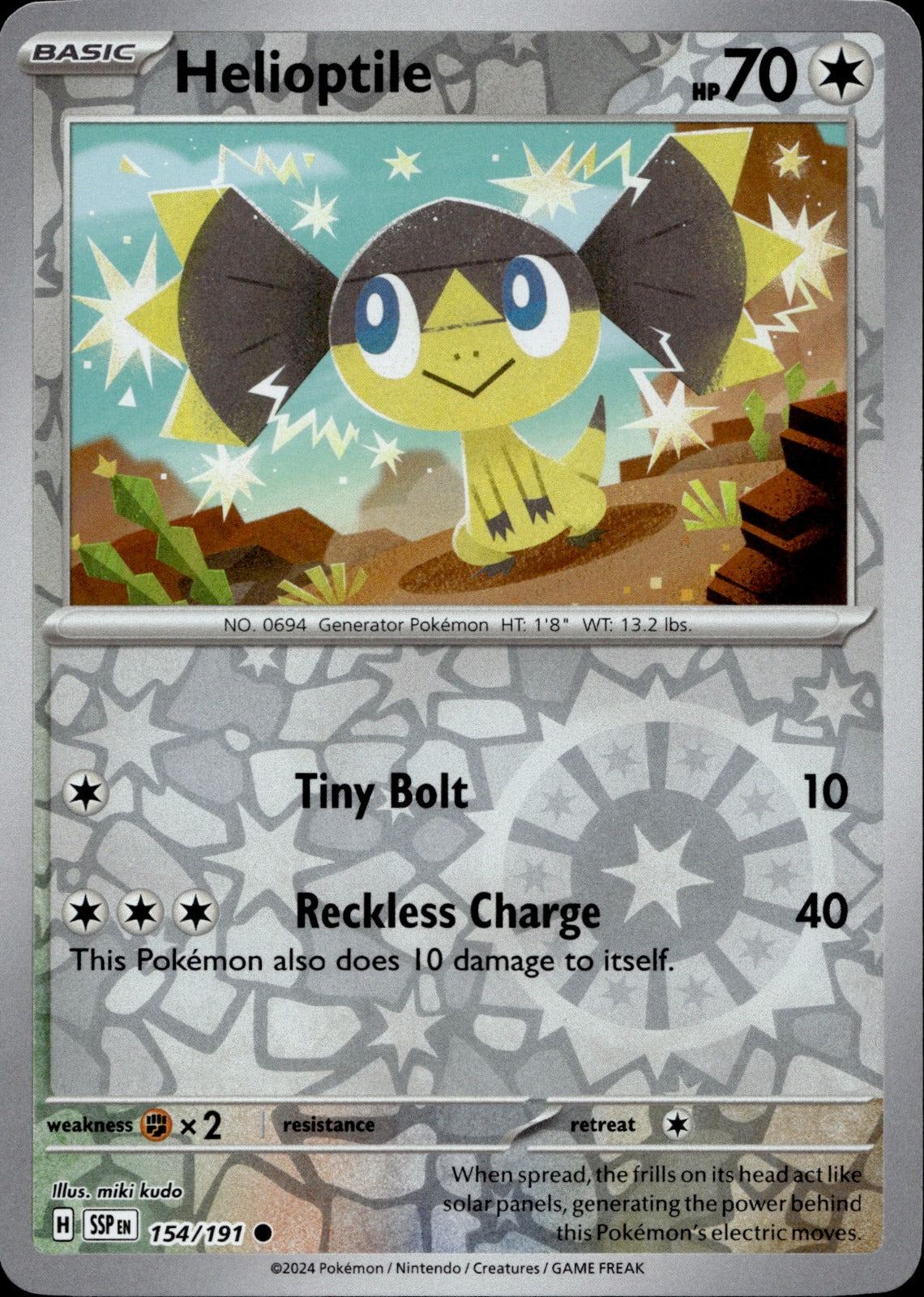 Helioptile Reverse Holo Common SV08: Surging Sparks 154/191 NM