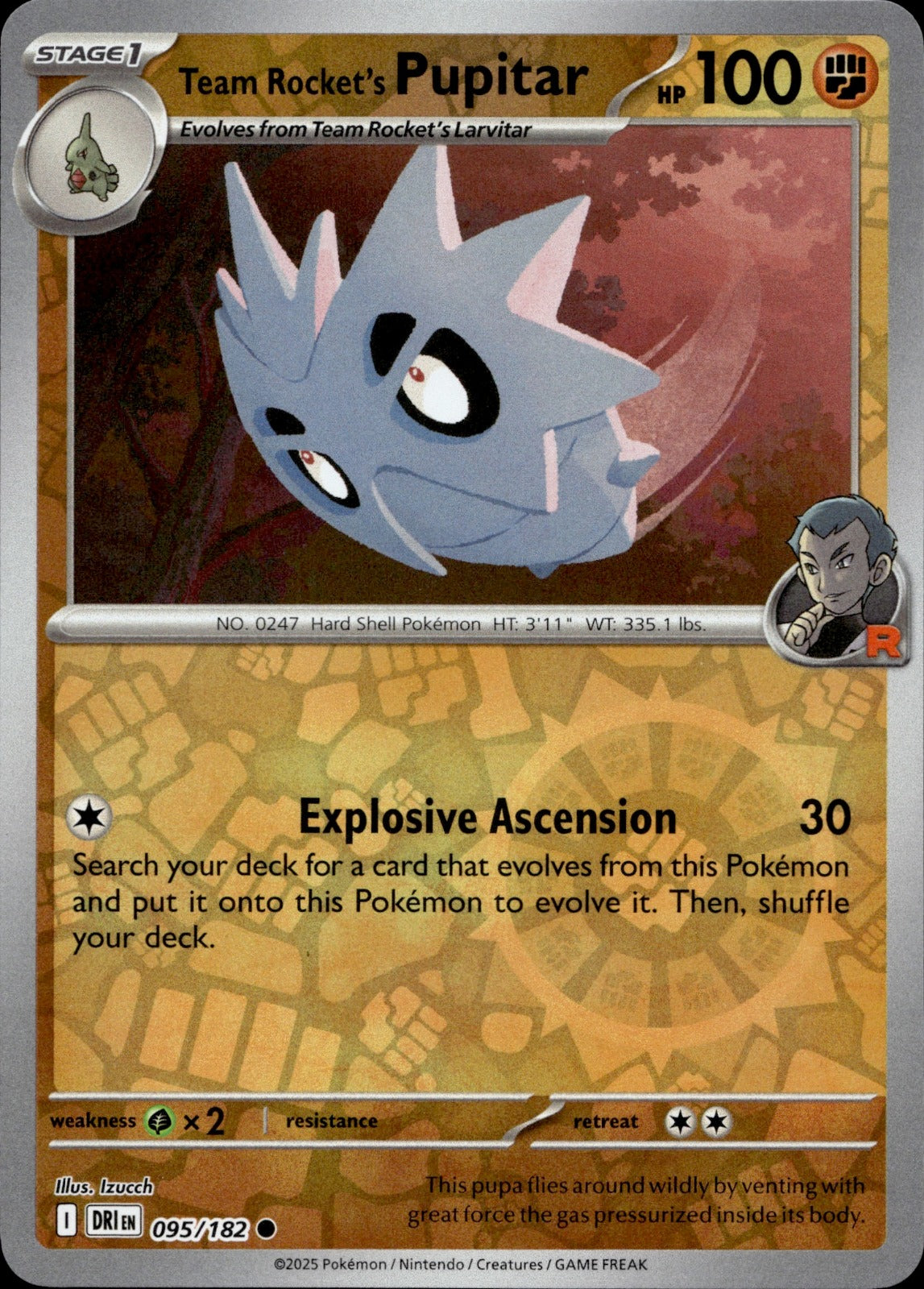 Team Rocket's Pupitar Common SV10: Destined Rivals 095/182 NM