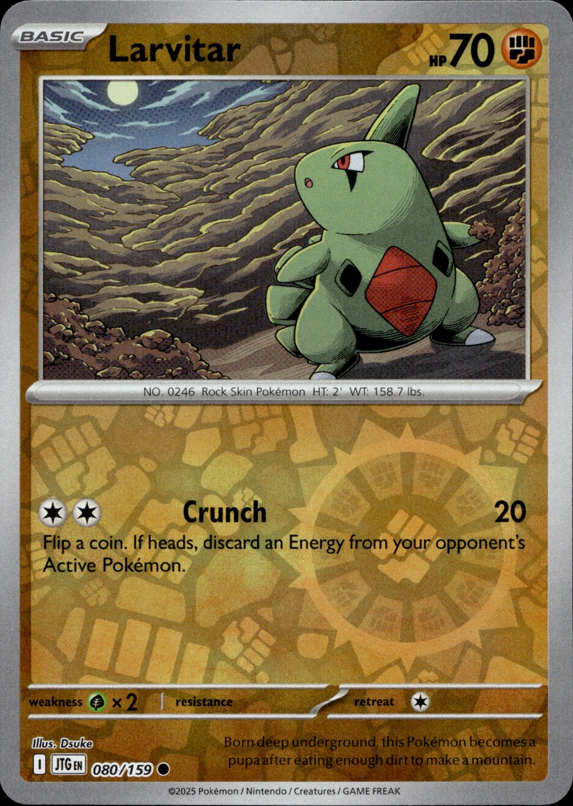 Larvitar Reverse Holo Common SV09: Journey Together 080/159 NM
