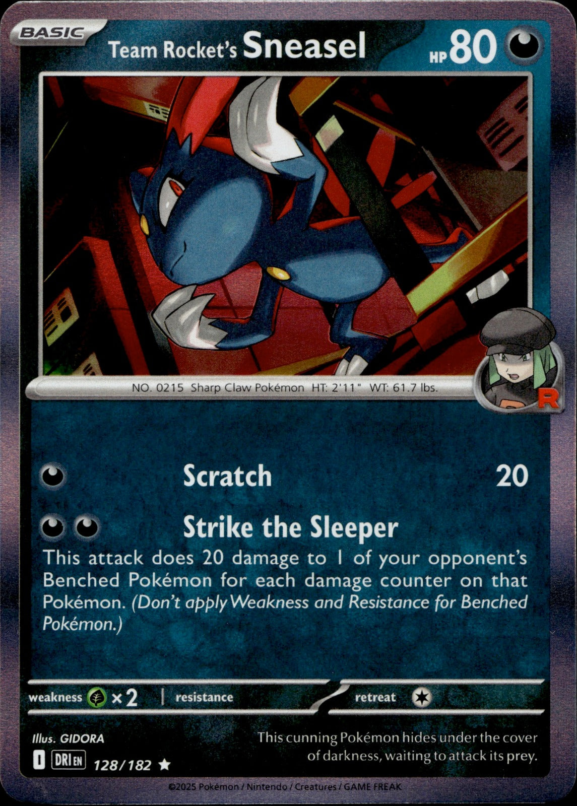 Team Rocket's Sneasel Holo Rare SV10: Destined Rivals 128/182 NM