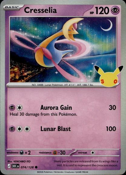 Cresselia Holo Common ME: 30th Celebration 074/128 NM