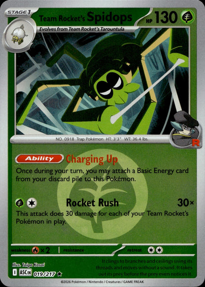 Team Rocket's Spidops (Energy Symbol Pattern) Reverse Holo Rare ME: Ascended Heroes 019/217 NM