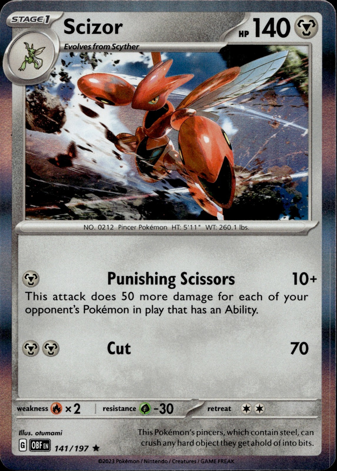 Scizor Holo Rare SV03: Obsidian Flames 141/197 NM