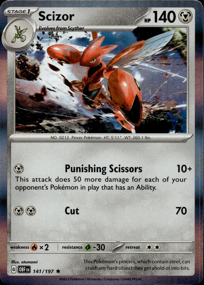 Scizor Holo Rare SV03: Obsidian Flames 141/197 NM