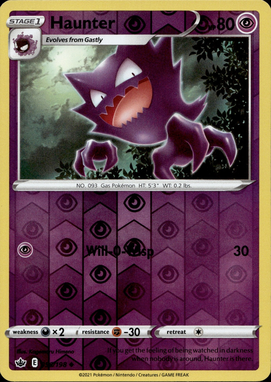 Haunter Reverse Holo Uncommon SWSH06: Chilling Reign 056/198 NM