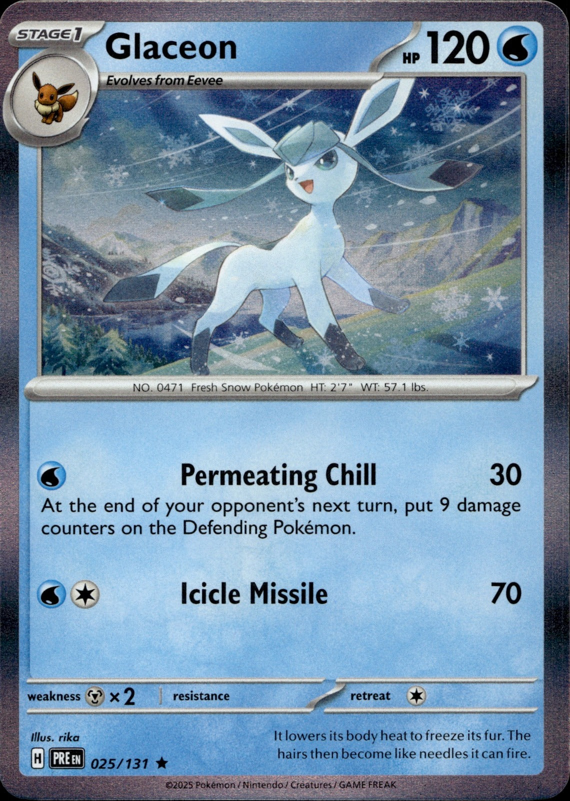 Glaceon Holo Rare SV: Prismatic Evolutions 025/131 NM