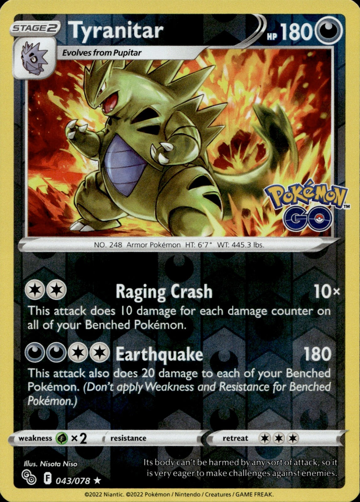Tyranitar Holo Rare Pokemon GO 043/078 NM