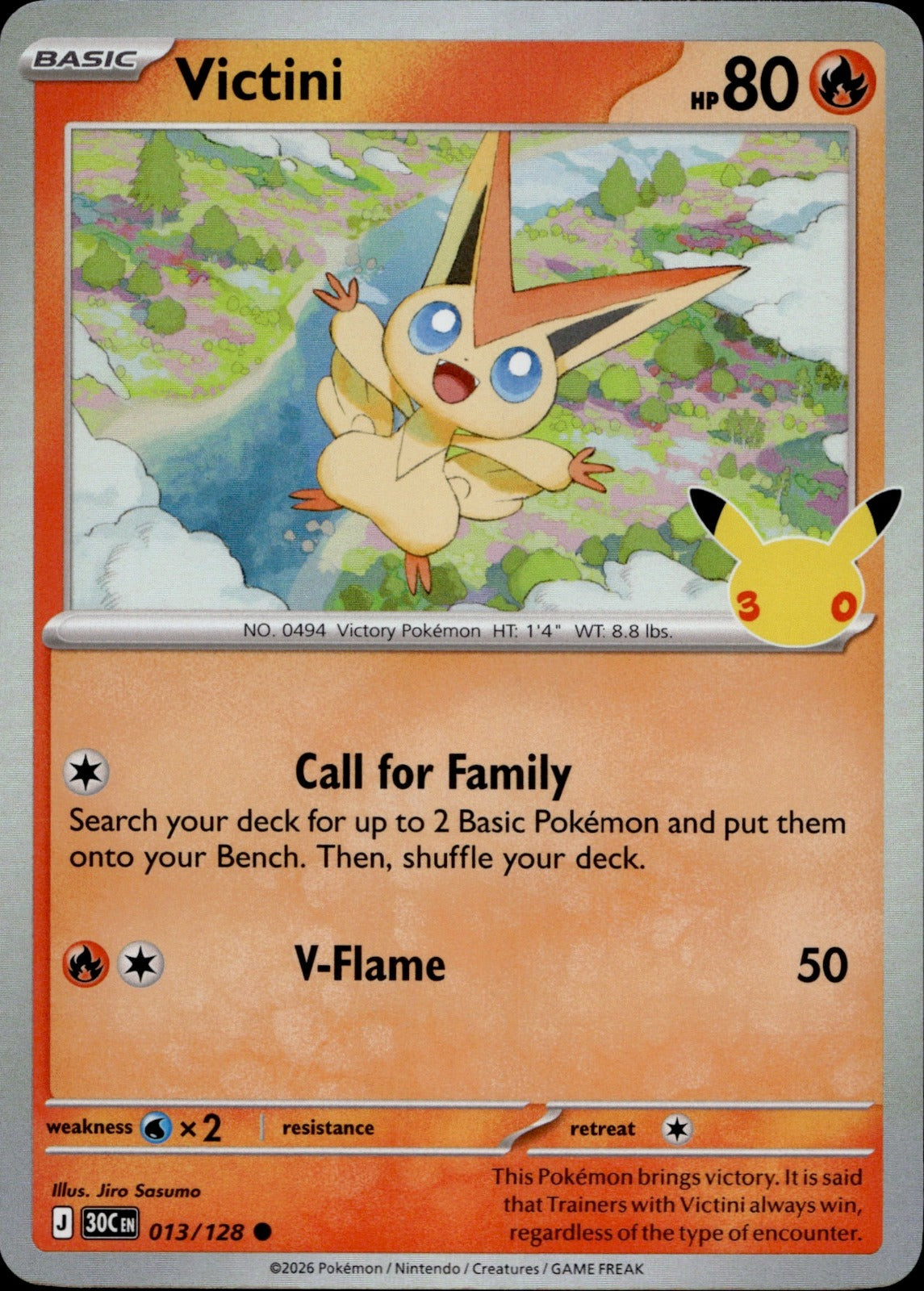 Victini Holo Common ME: 30th Celebration 013/128 NM