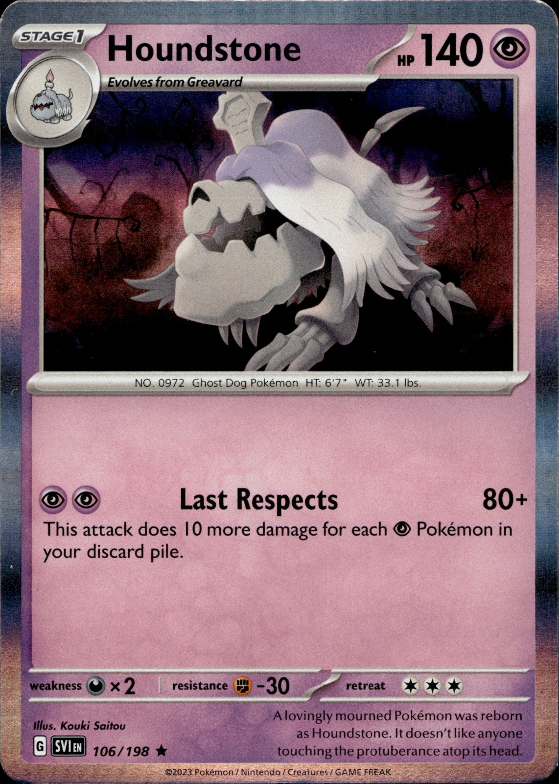 Houndstone Holo Rare SV01: Scarlet & Violet Base Set 106/198 NM