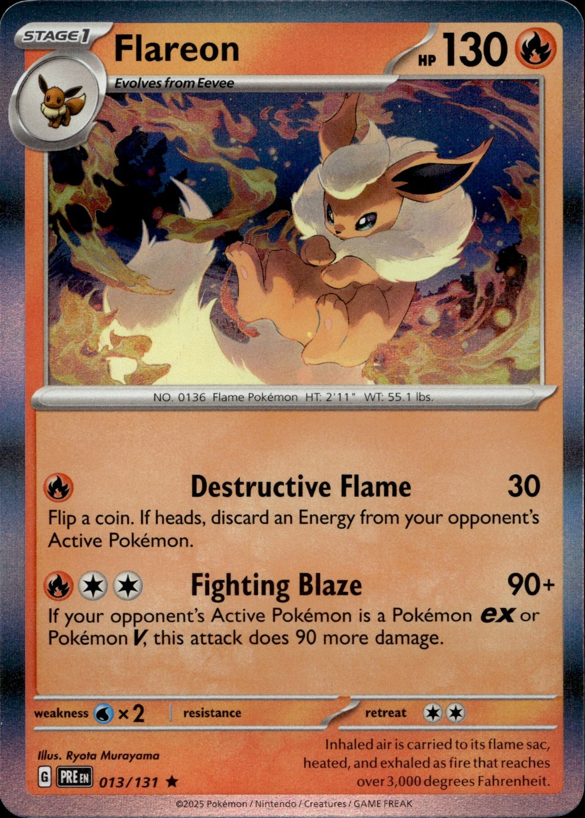 Flareon (Poke Ball Pattern) Holo Rare SV: Prismatic Evolutions 013/131 NM
