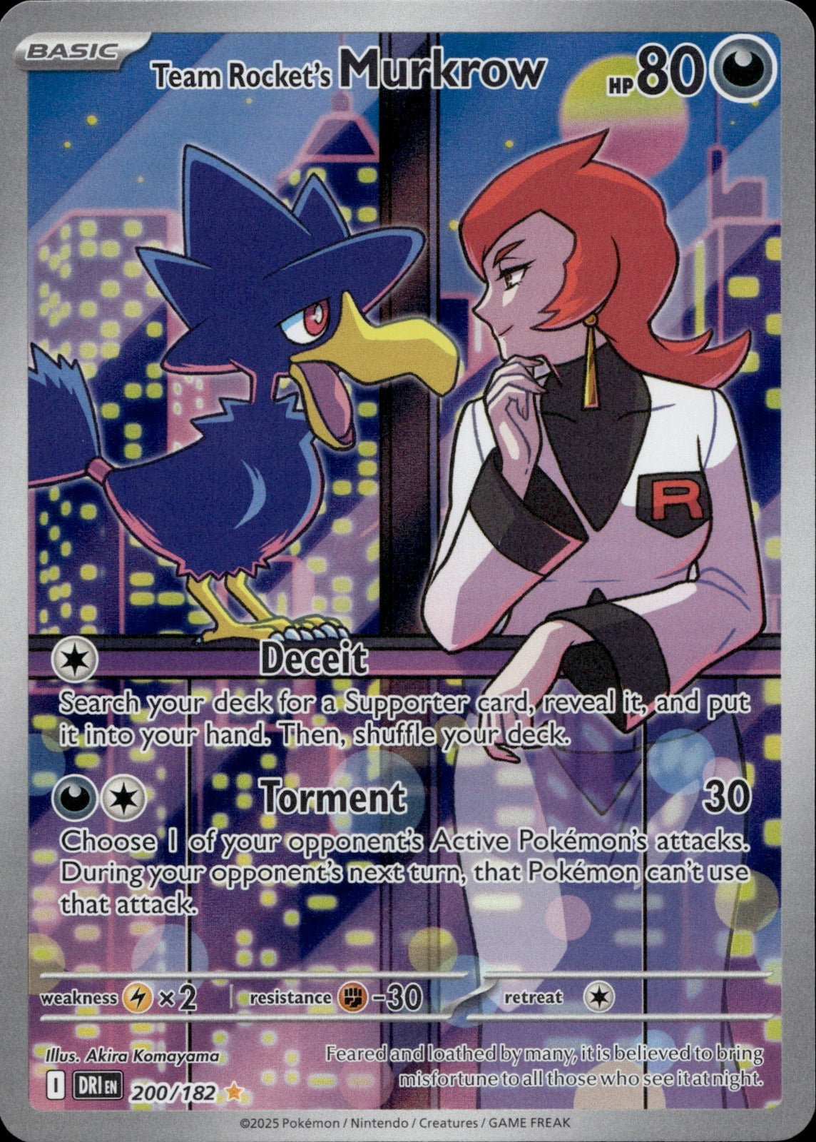 Team Rocket's Murkrow Holo Illustration Rare SV10: Destined Rivals 200/182 NM