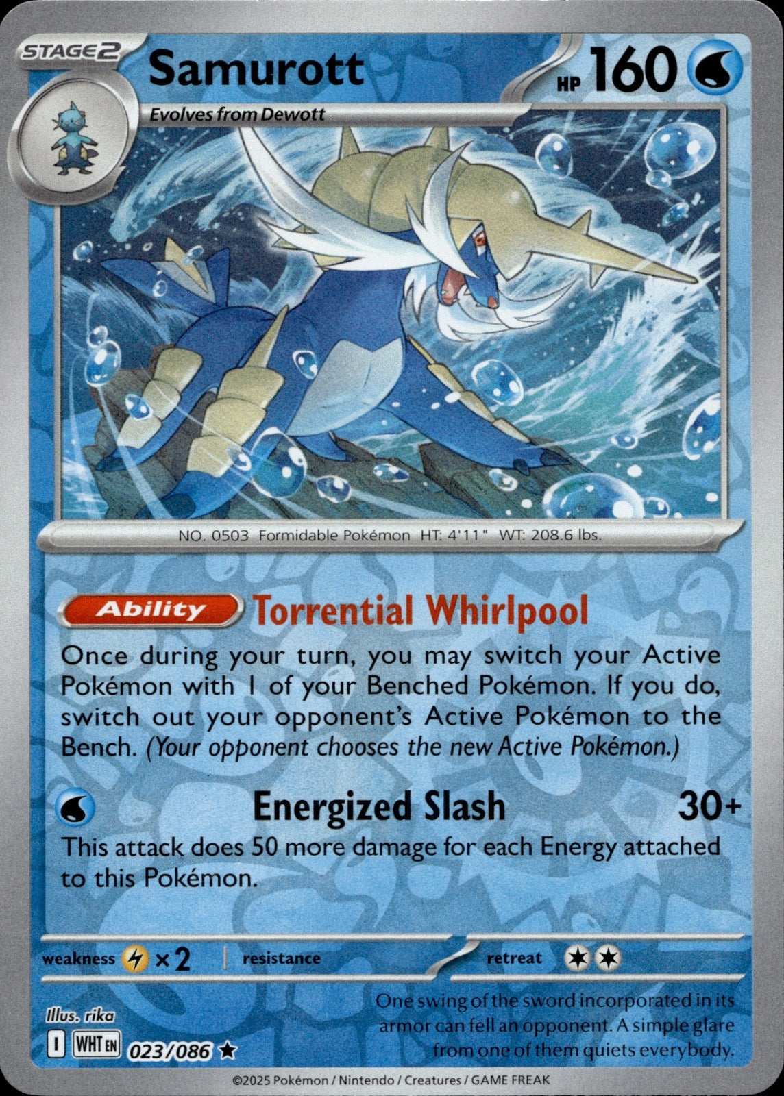 Samurott Reverse Holo Rare SV: White Flare 023/086 NM