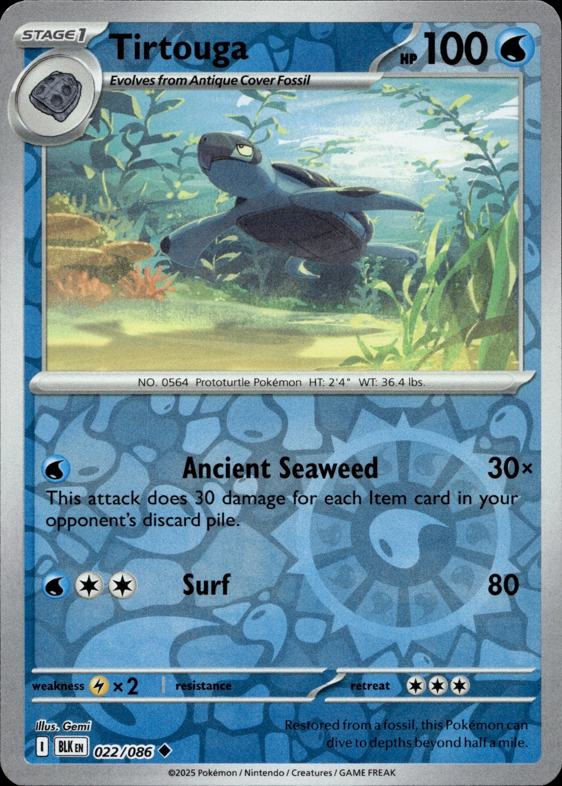 Tirtouga Uncommon SV: Black Bolt 022/086 NM