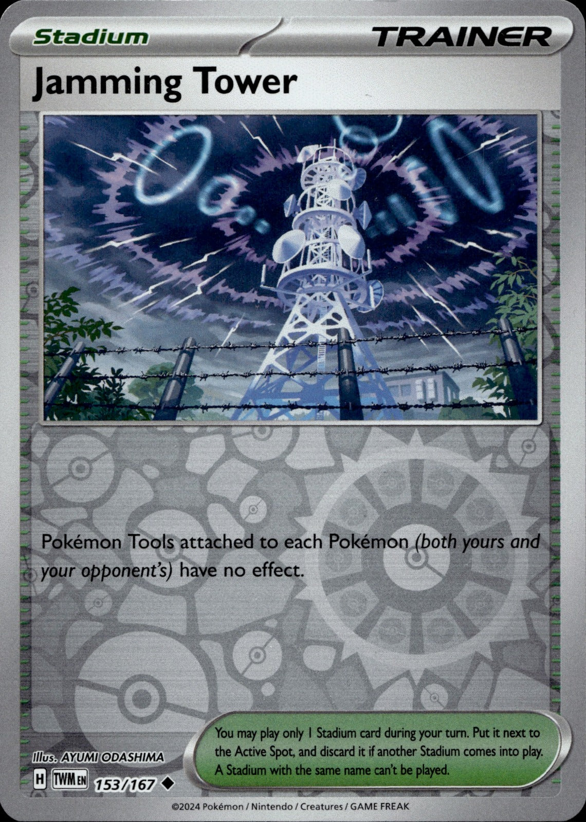Jamming Tower Reverse Holo Uncommon SV06: Twilight Masquerade 153/167 NM