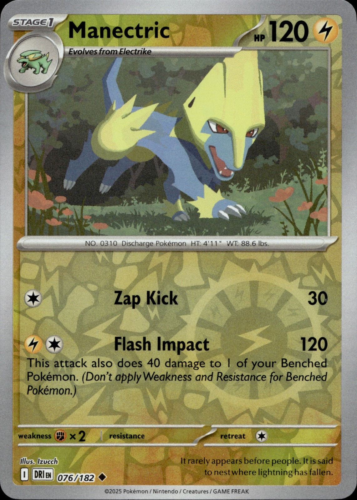 Manectric Reverse Holo Uncommon SV10: Destined Rivals 076/182 NM