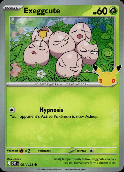 Exeggcute Holo Common ME: 30th Celebration 001/128 NM