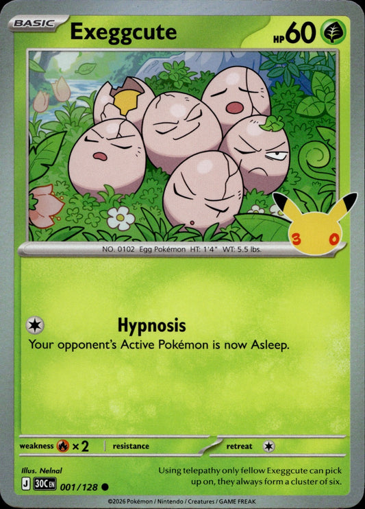 Exeggcute Holo Common ME: 30th Celebration 001/128 NM