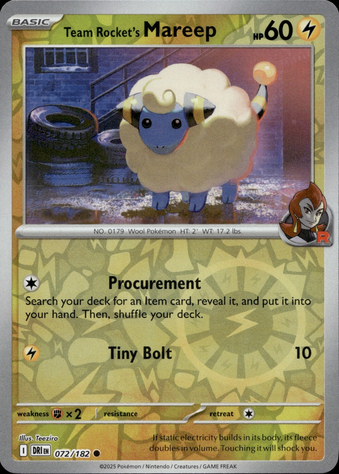 Team Rocket's Mareep Common SV10: Destined Rivals 072/182 NM