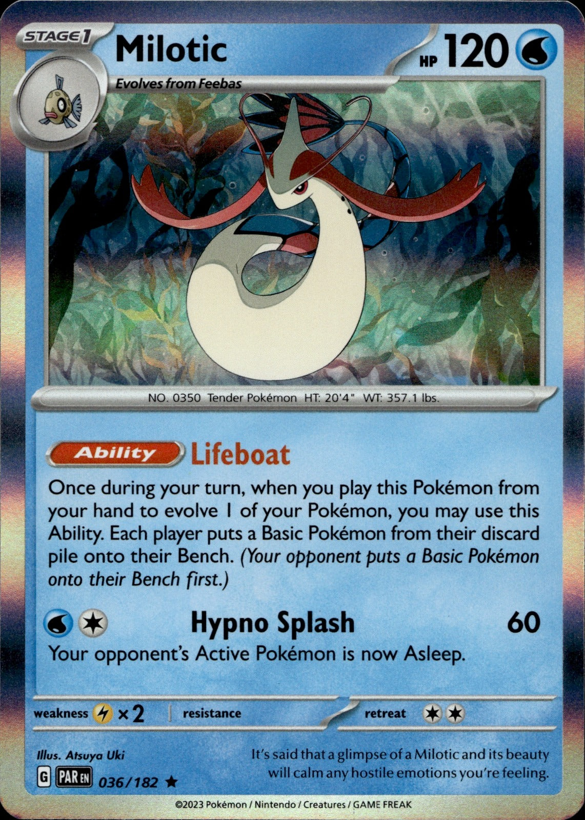 Milotic Holo Rare SV04: Paradox Rift 036/182 NM