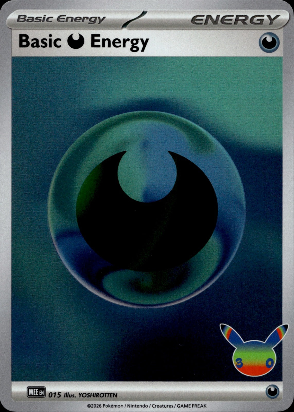 Basic Darkness Energy (30th Celebration) Holo Futuristic Rare MEE: Mega Evolution Energies 015 NM