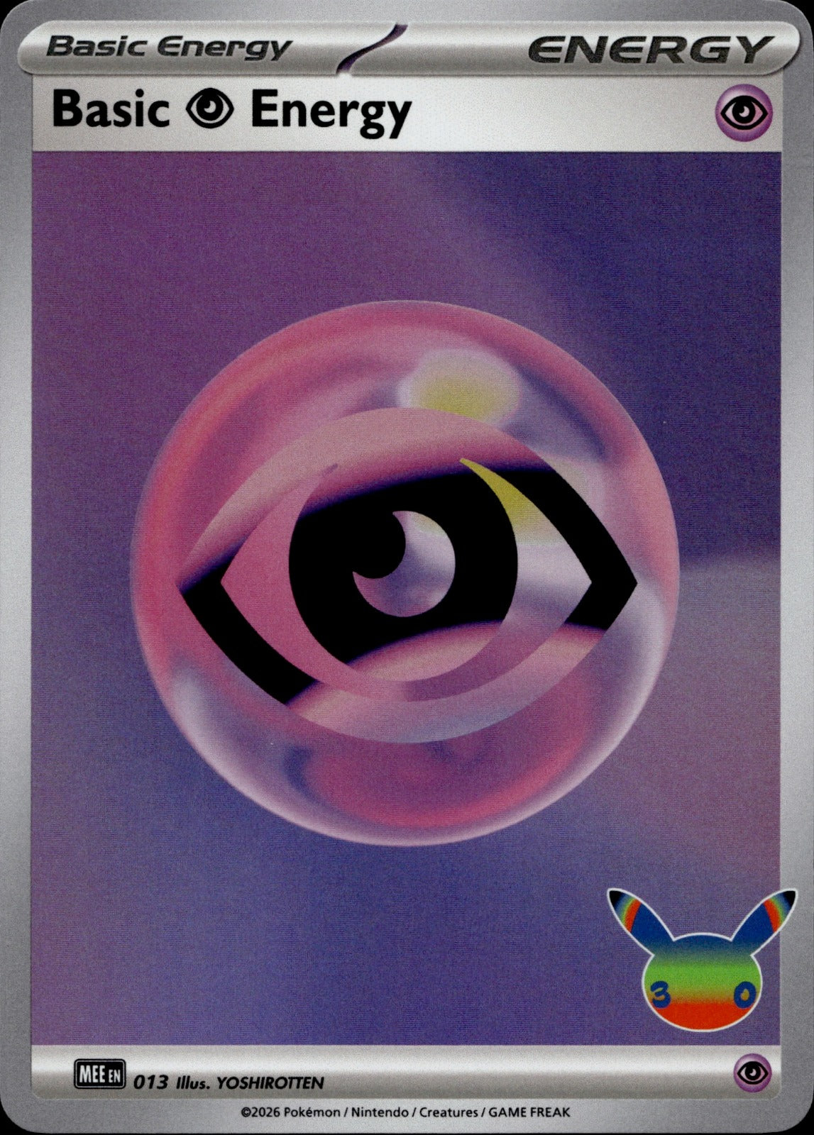 Basic Psychic Energy (30th Celebration) Holo Futuristic Rare MEE: Mega Evolution Energies 013 NM