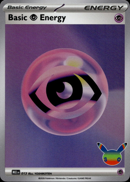 Basic Psychic Energy (30th Celebration) Holo Futuristic Rare MEE: Mega Evolution Energies 013 NM