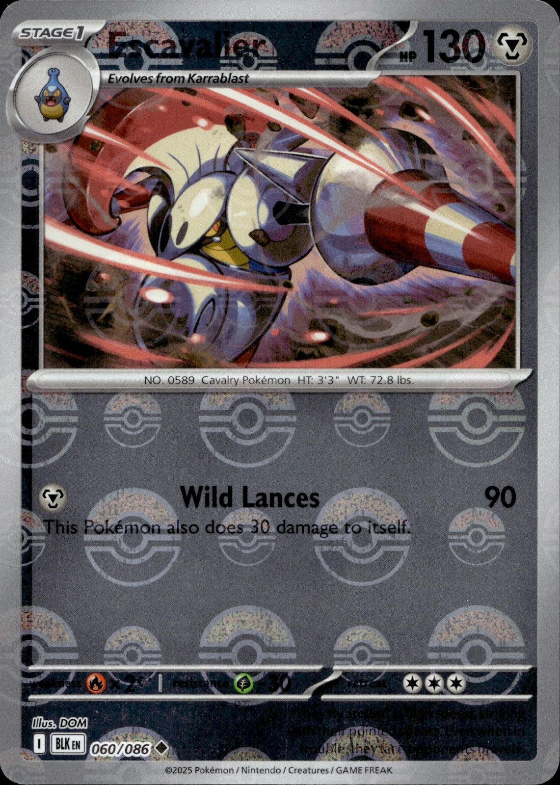 Escavalier (Poke Ball Pattern) Holo Common SV: Black Bolt 060/086 NM