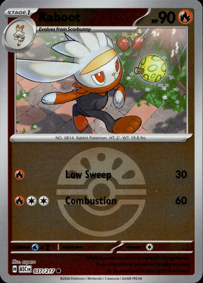Raboot (Friend Ball) Reverse Holo Common ME: Ascended Heroes 037/217 NM