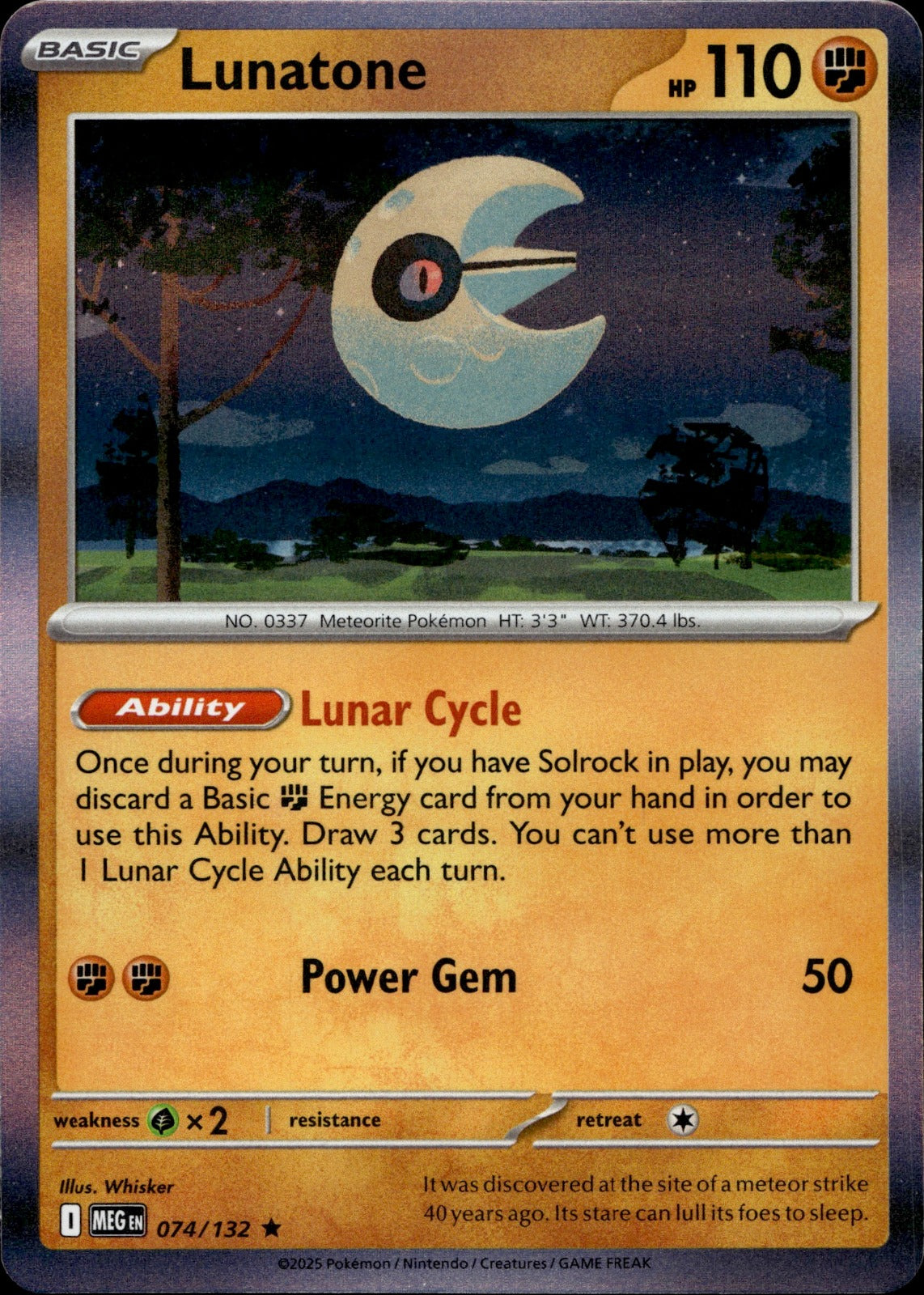 Lunatone Holo Rare ME01: Mega Evolution 074/132 NM