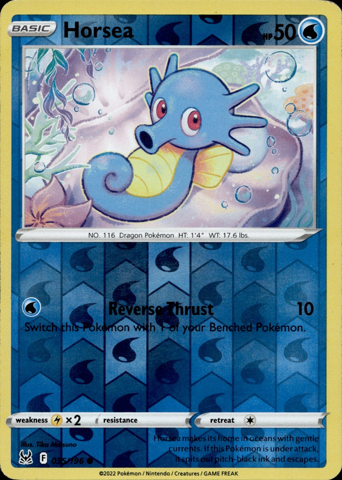 Horsea Reverse Holo Common SWSH11: Lost Origin 035/196 NM