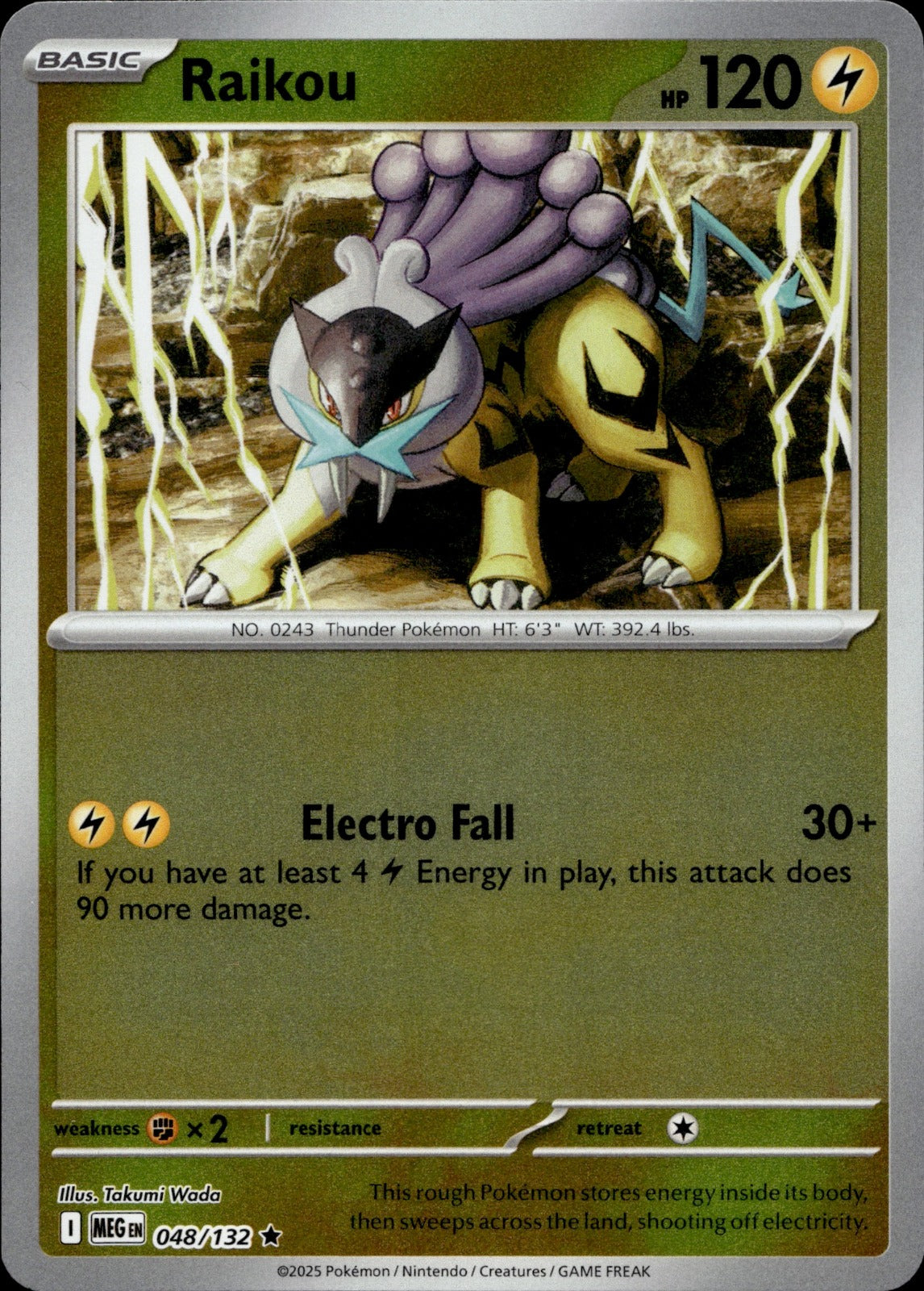 Raikou Reverse Holo Rare ME01: Mega Evolution 048/132 NM