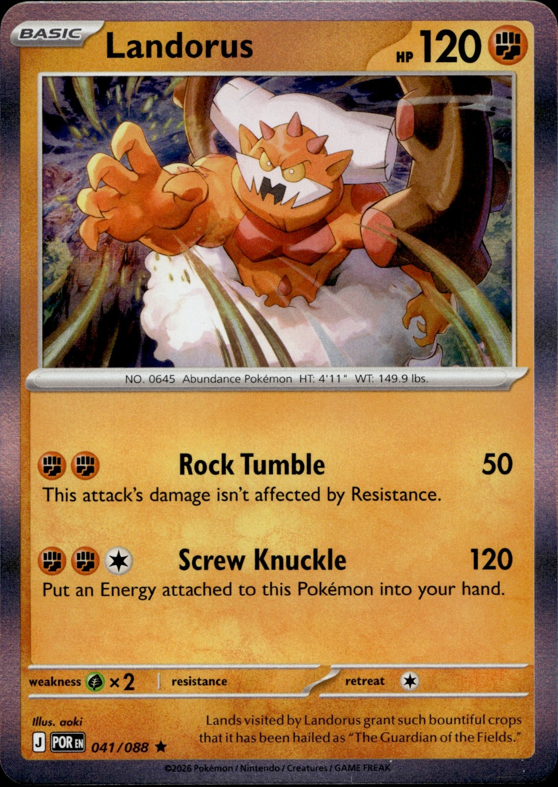 Landorus Holo Rare ME03: Perfect Order 041/088 NM