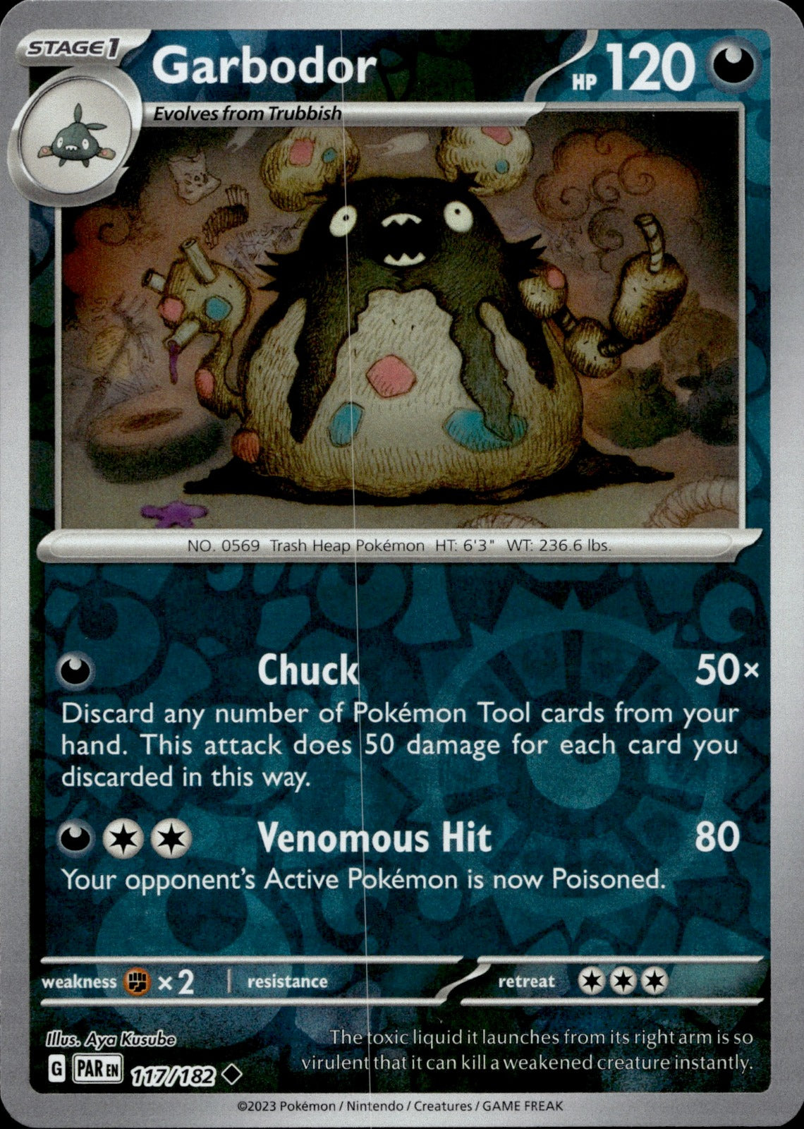 Garbodor - Reverse Holo Uncommon SV04: Paradox Rift 117/182 NM
