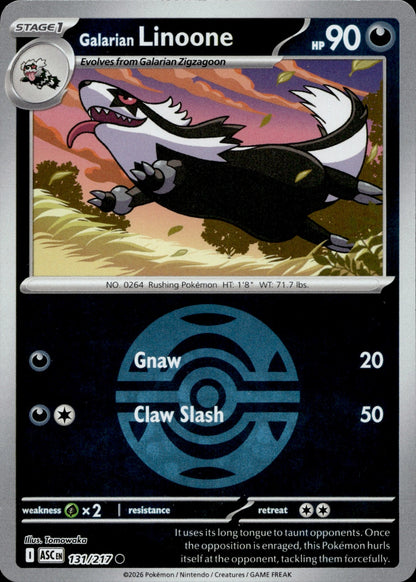 Galarian Linoone (Dusk Ball) Reverse Holo Common ME: Ascended Heroes 131/217 NM