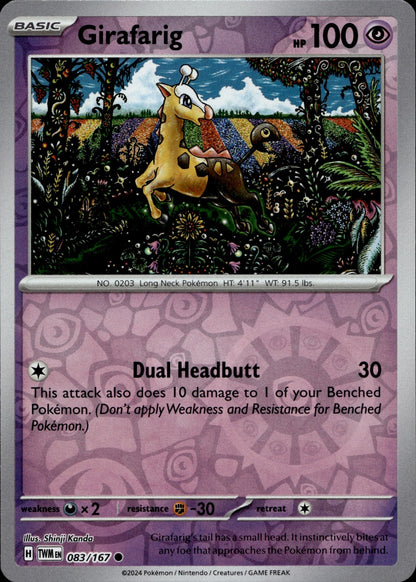 Girafarig Reverse Holo Common SV06: Twilight Masquerade 083/167 NM