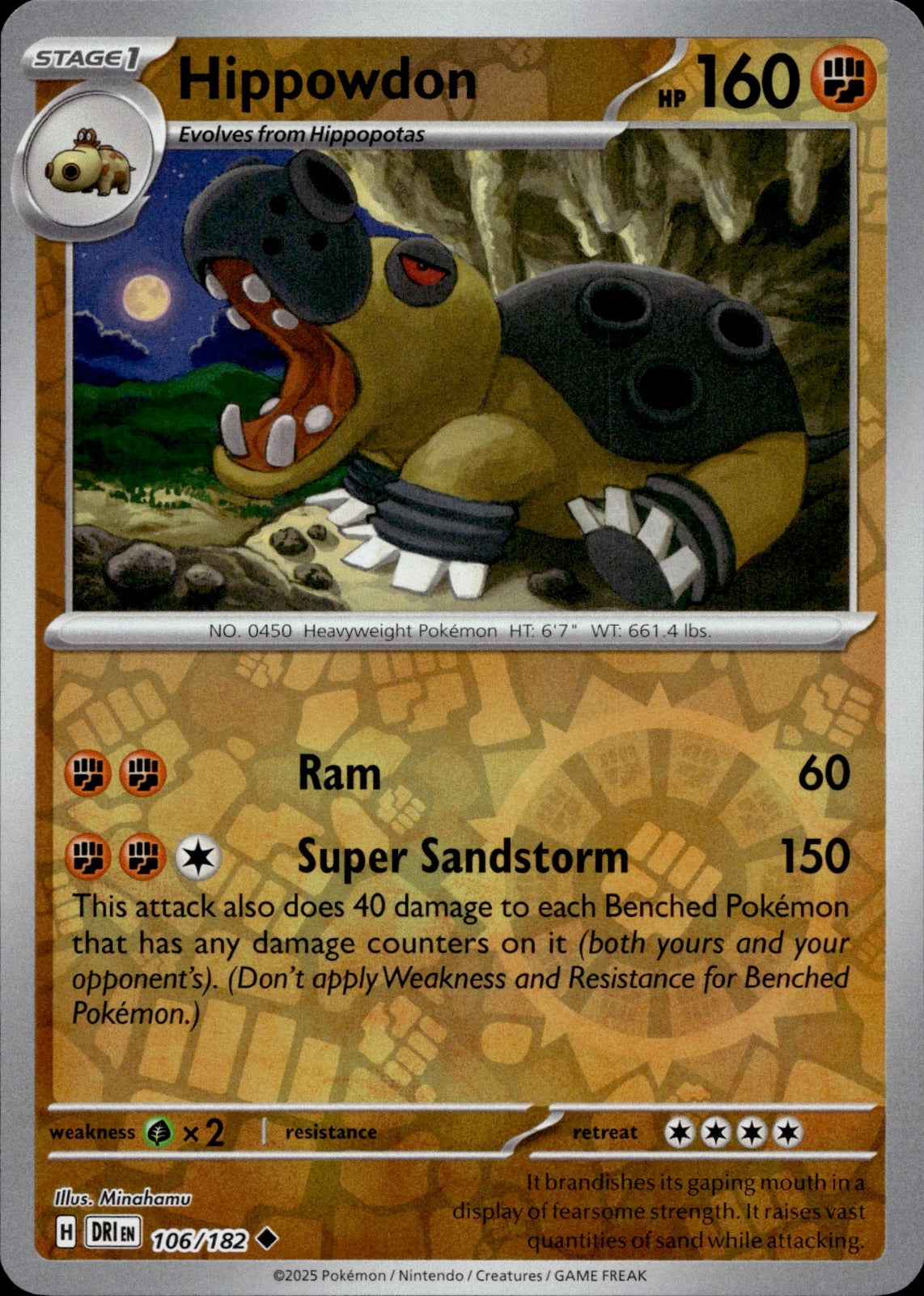 Hippowdon Reverse Holo Uncommon SV10: Destined Rivals 106/182 NM