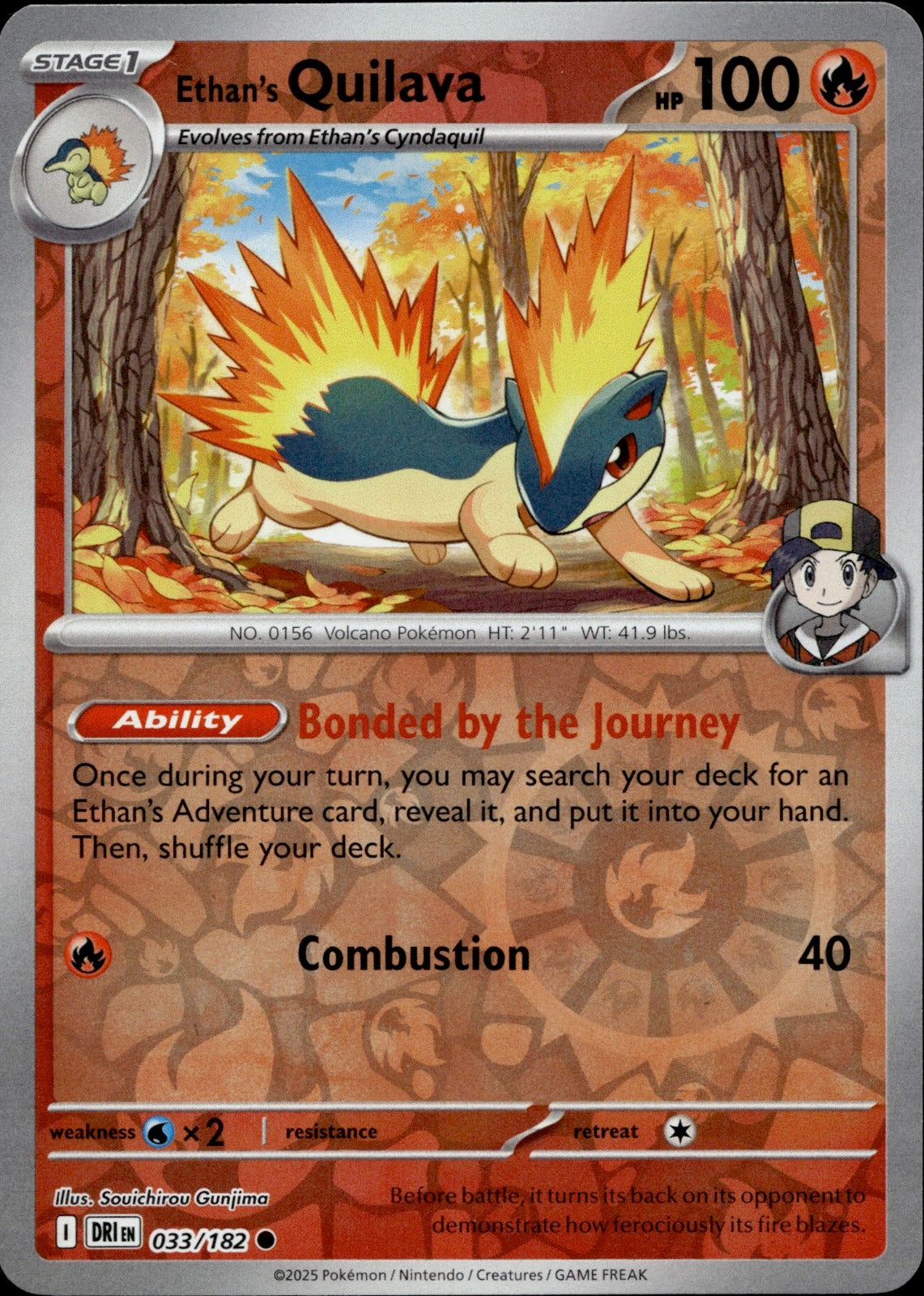 Ethan's Quilava Reverse Holo Common SV10: Destined Rivals 033/182 NM
